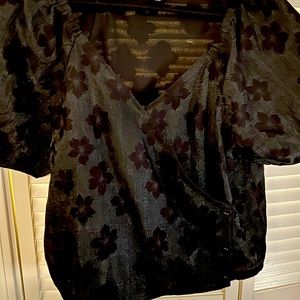 Madewell NWOT black floral top